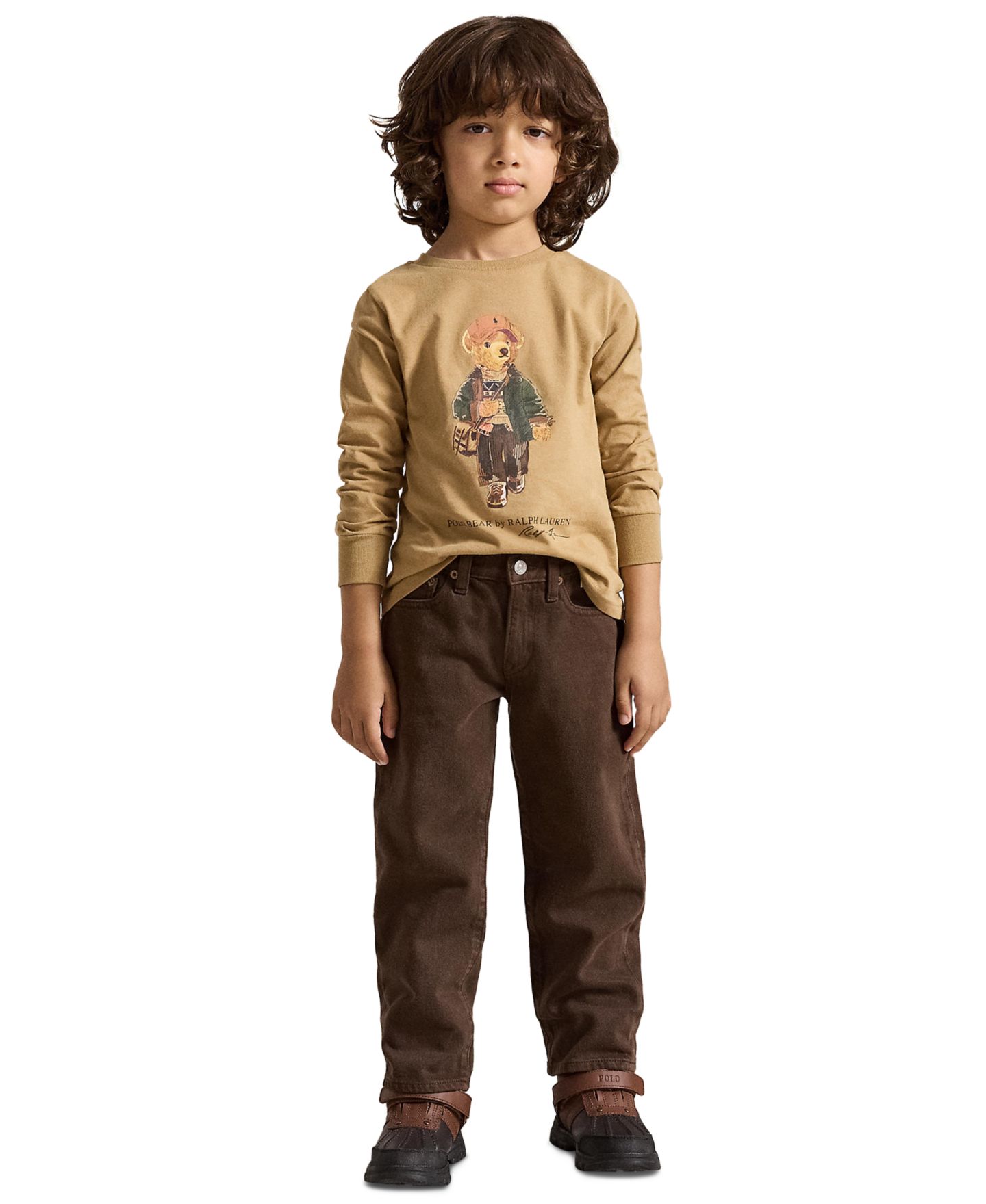 Футболка Polo Ralph Lauren Polo Bear Cotton Long-Sleeve T-Shirt для мальчиков, цвет: Верблюжий — фото 2