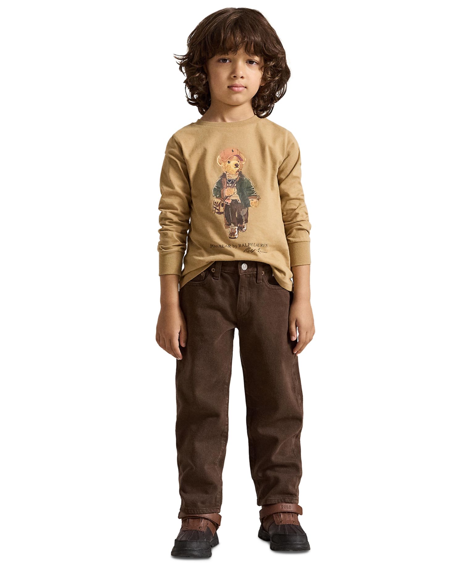 Boys' 2T-7 Polo Bear Cotton Long-Sleeve T-Shirt