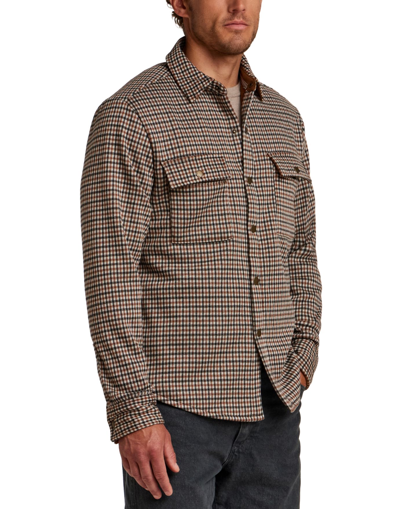 Мужская куртка Weatherproof Vintage Vintage Knit Check Shirt Jacket, цвет: Каштановый — фото 3