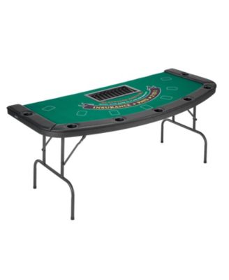 72 in Foldable 7 Player Semi-oval Poker Table with Padded Rails Cup Holders and Metal Legs