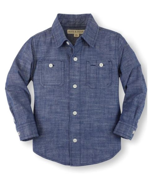 Рубашка Hope & Henry Organic Long Sleeve Chambray Shirt для мальчиков-малышей, цвет: Синий шамбре