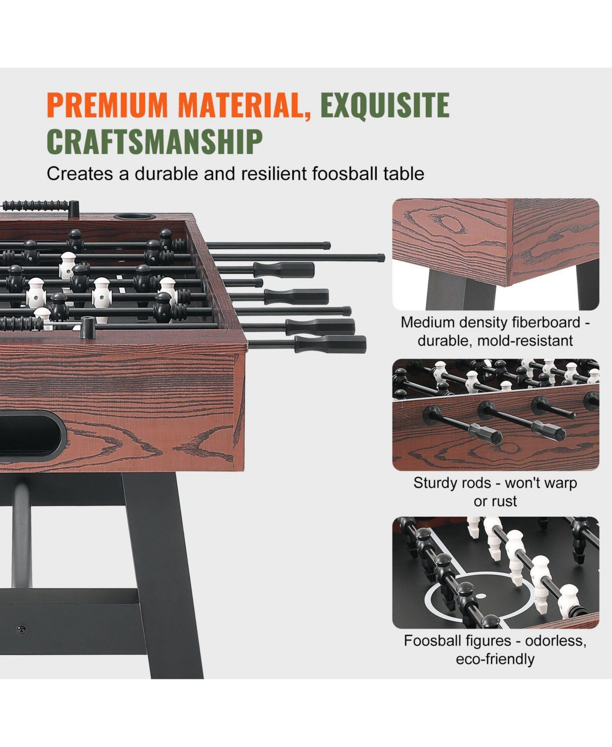 Slickblue 55in Foosball Table with Cup Holders and 4 Balls for Family Game Room