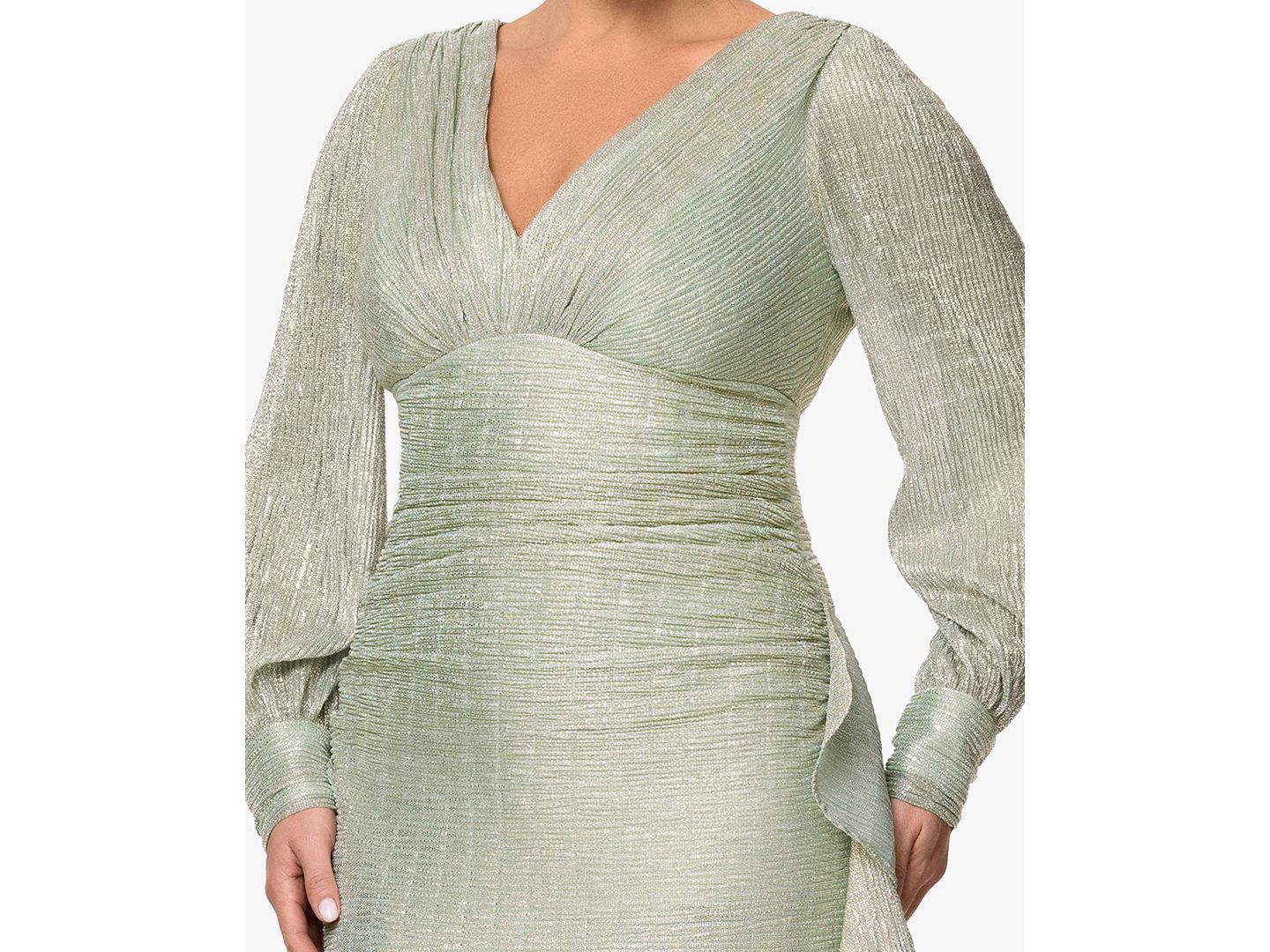 Женское платье Betsy & Adam Plus Size Long-Sleeve V-Neck Metallic, цвет: Шалфейный золотой — фото 3