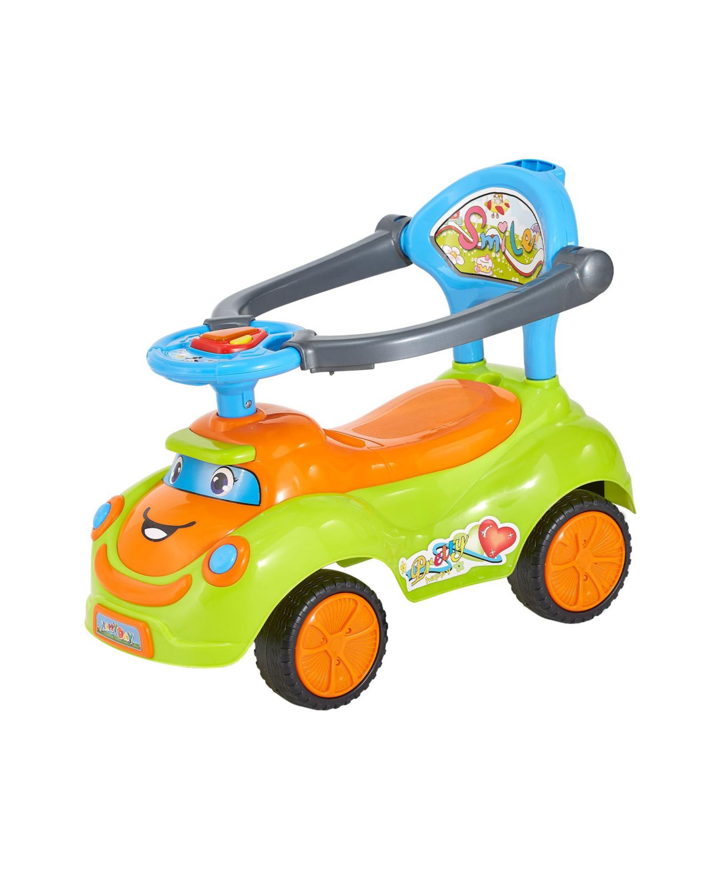 Детская игрушка SUGIFT 3-in-1 Ride-On Push Car with Interactive Steering Wheel, LED Lights & Music, Guardrails, 55 lbs, Ages 19-36 Months, цвет: Зелёный — фото 9