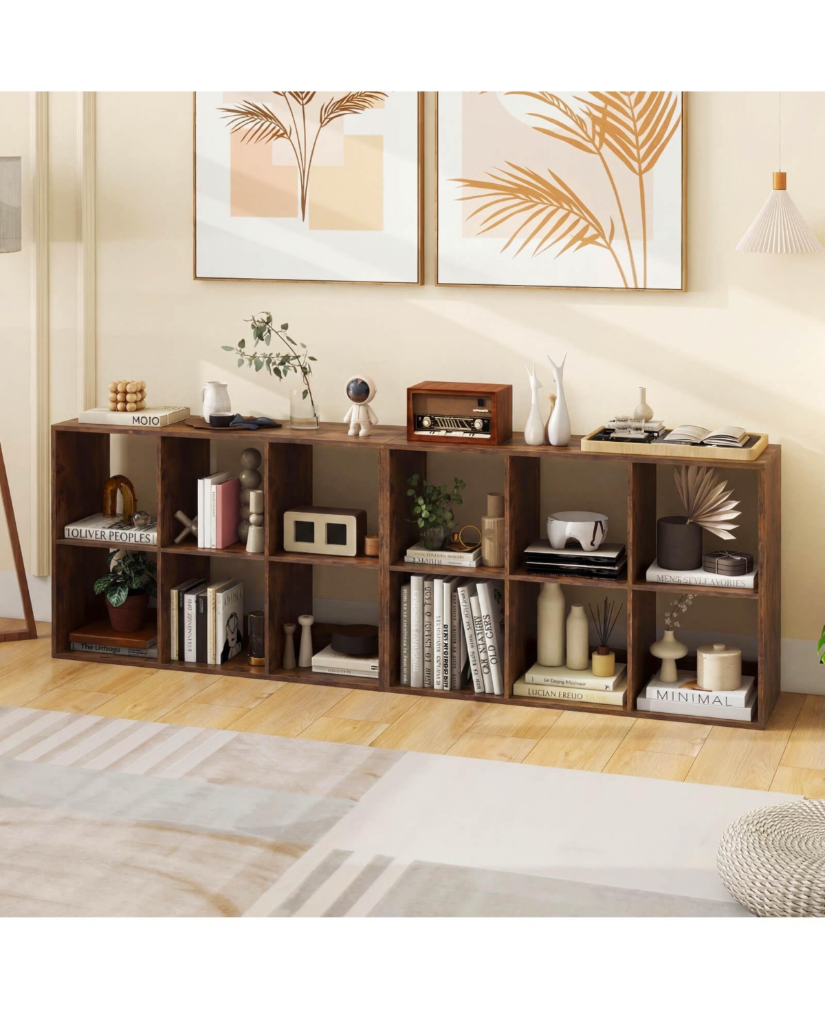 Costway 6-Cube Bookshelf, Modern Cubby Bookcase with Back Guardrail and Anti-tipping Kits