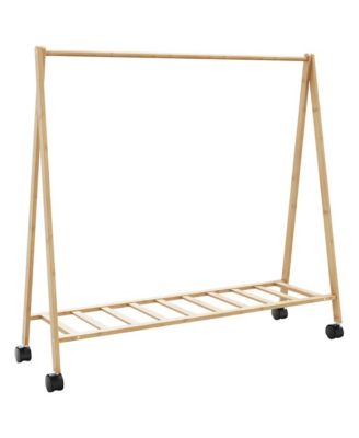 Clothes Rack with Shelves and Wheels 41.7"x13.4"x41.9" Bamboo