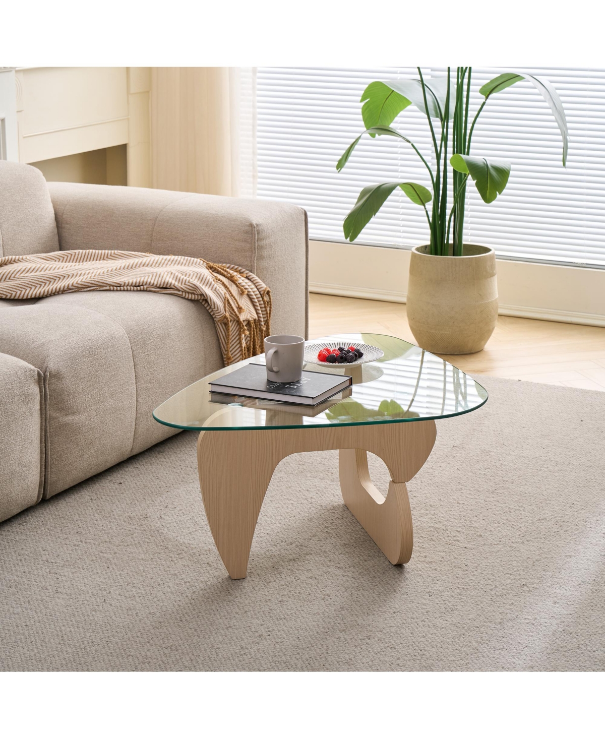 Flynama Small Farmhouse Glass Coffee Table