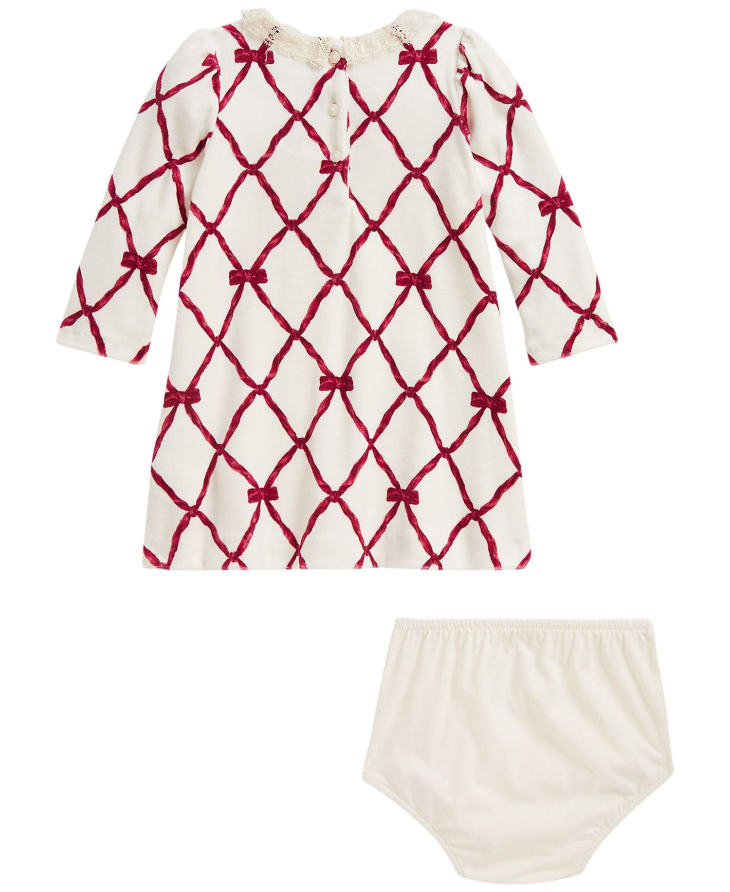 Ralph Lauren Baby Girls' Ribbon-Print Velour Dress & Bloomer