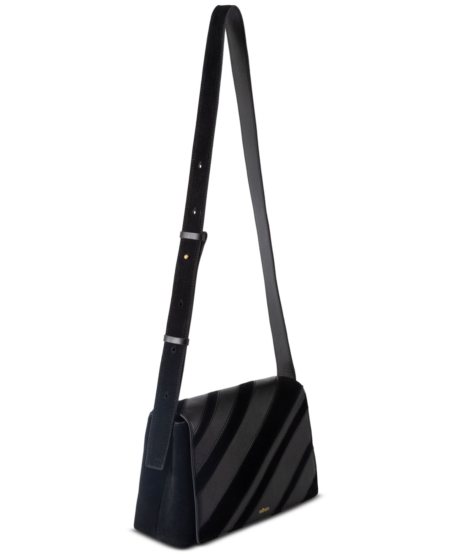 Женская сумка Esthera 11AM Leather and Suede Adjustable Strap Small Crossbody Handbag, цвет: Чёрный — фото 5