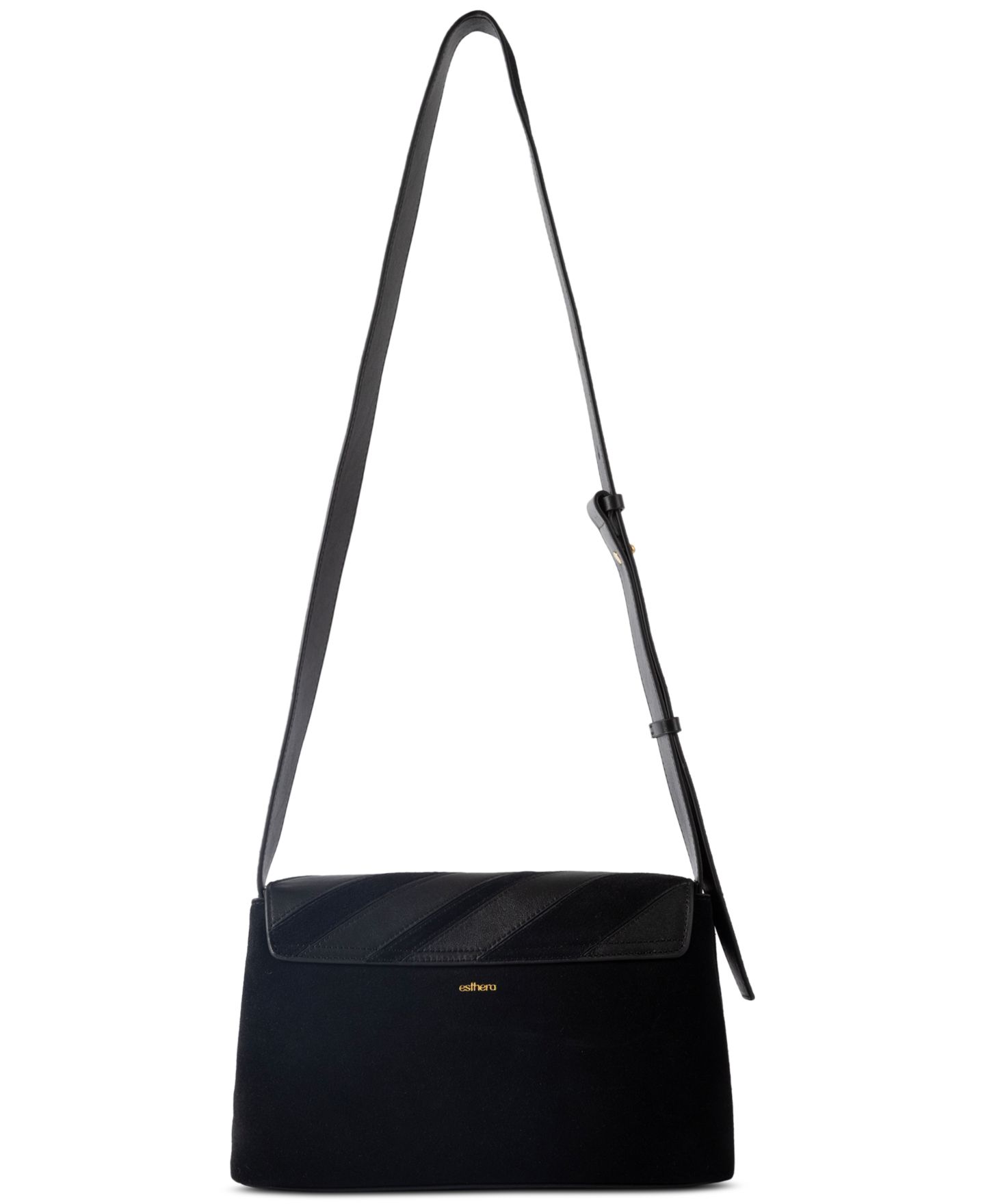 Женская сумка Esthera 11AM Leather and Suede Adjustable Strap Small Crossbody Handbag, цвет: Чёрный — фото 4