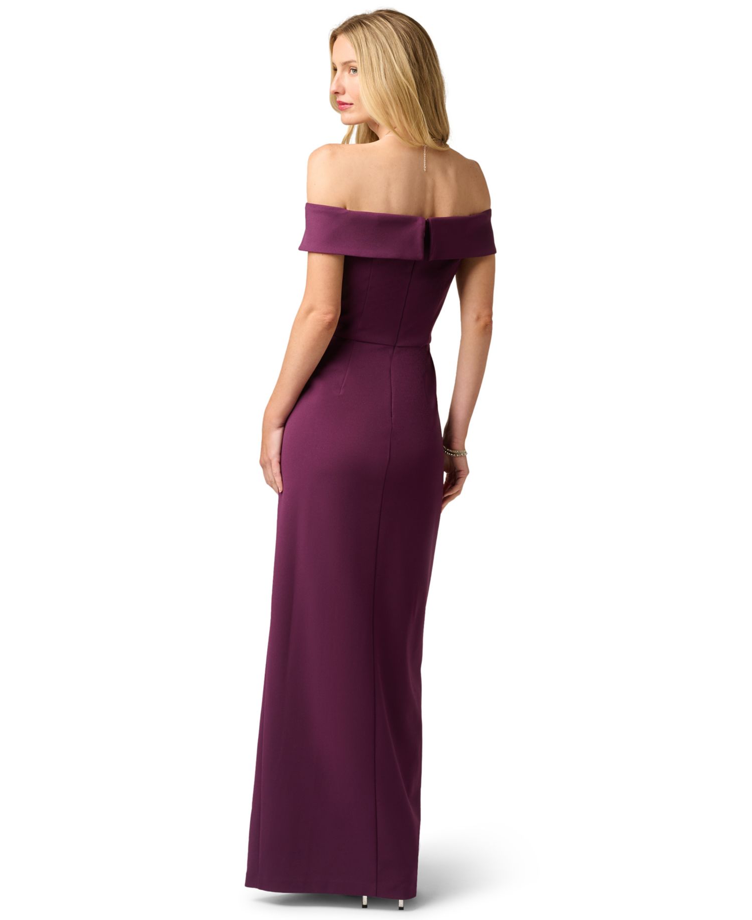 Women's Off-the-Shoulder Column Ruffle Gown