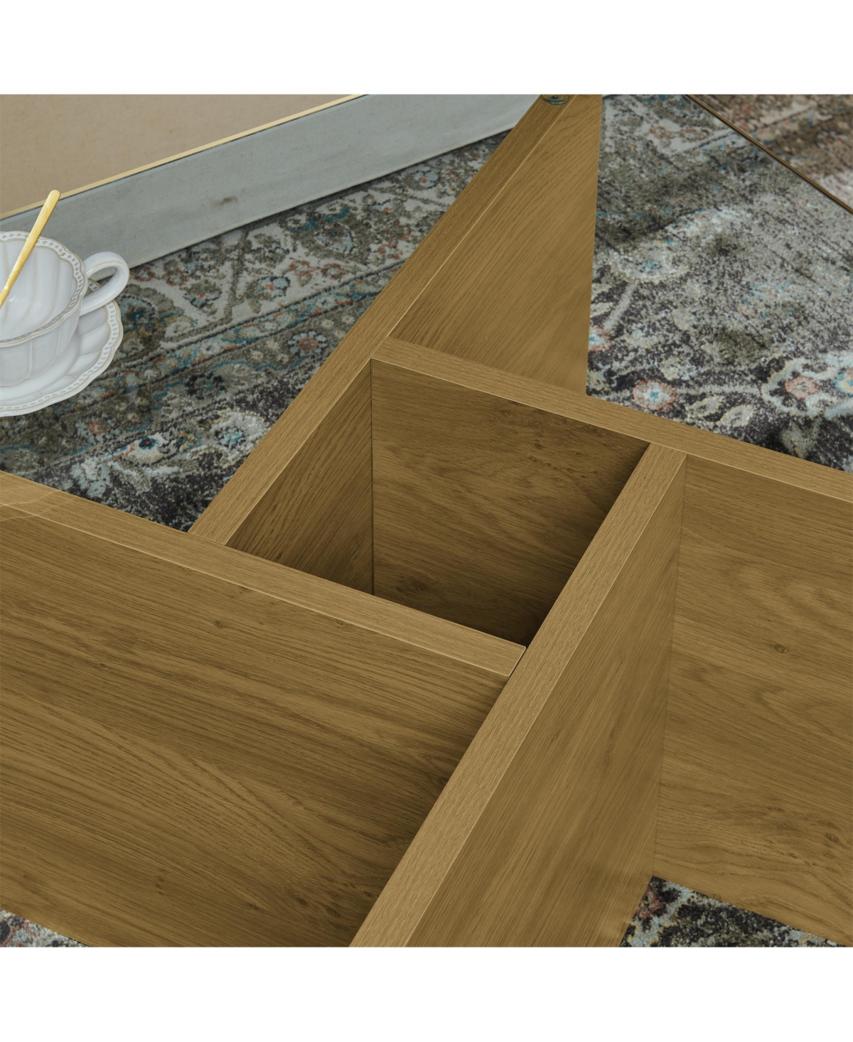 Flynama 31.5" Square Tempered Glass Coffee Table, Mdf Base