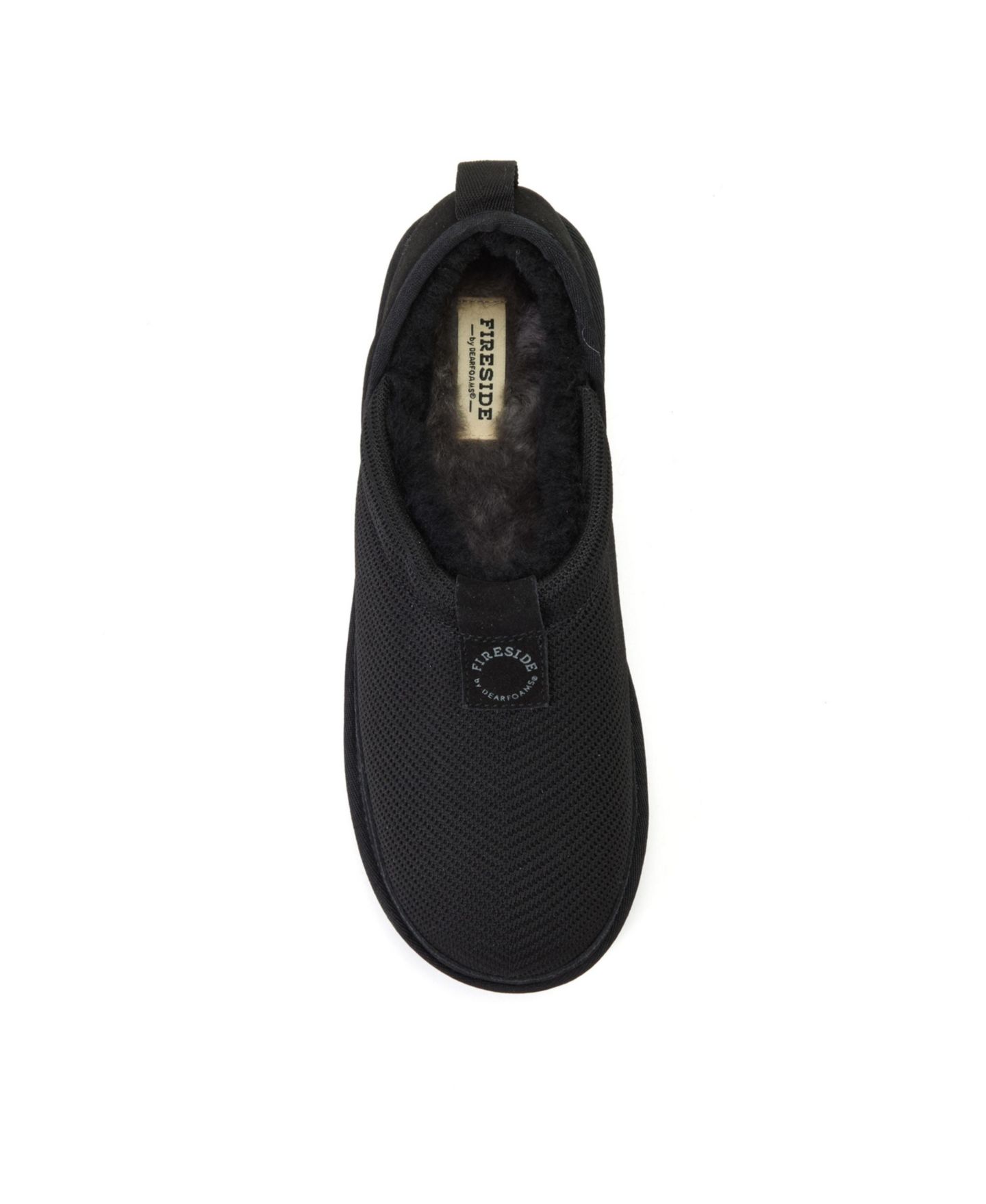 Женские тапочки Dearfoams Fireside by Sport Knit And Suede Slip On Shoetie Water Repellent Slippers, цвет: Чёрный — фото 4