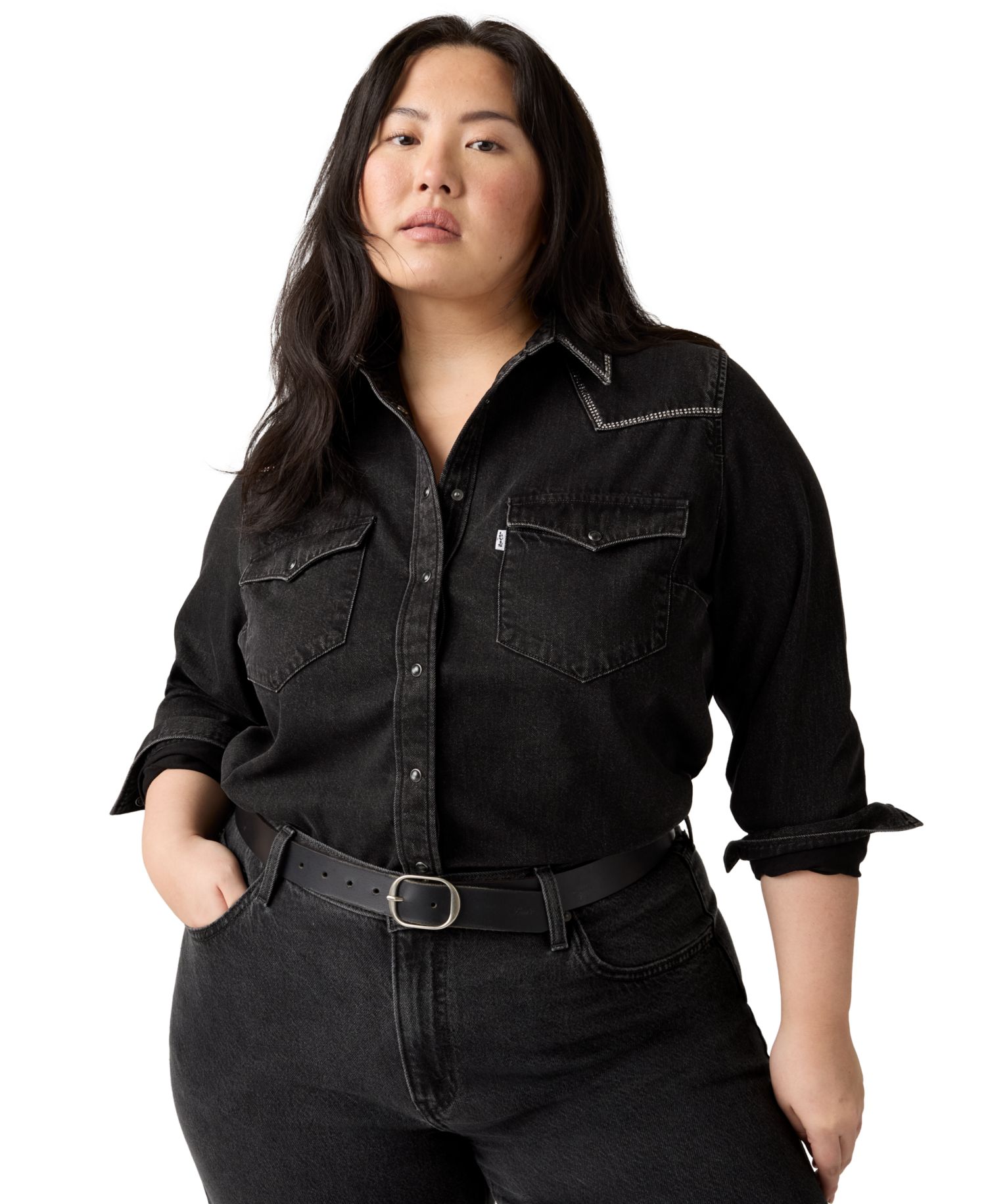 Plus Size Ultimate Western Denim Button-Up Shirt