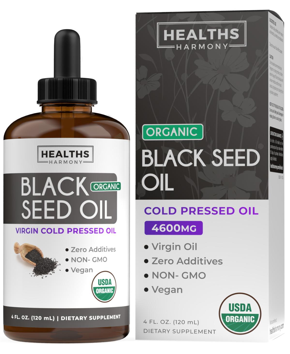 Healths Harmony Seed Oil Liquid, Cold-Pressed Nigella Sativa Seed Oil, 8 fl oz