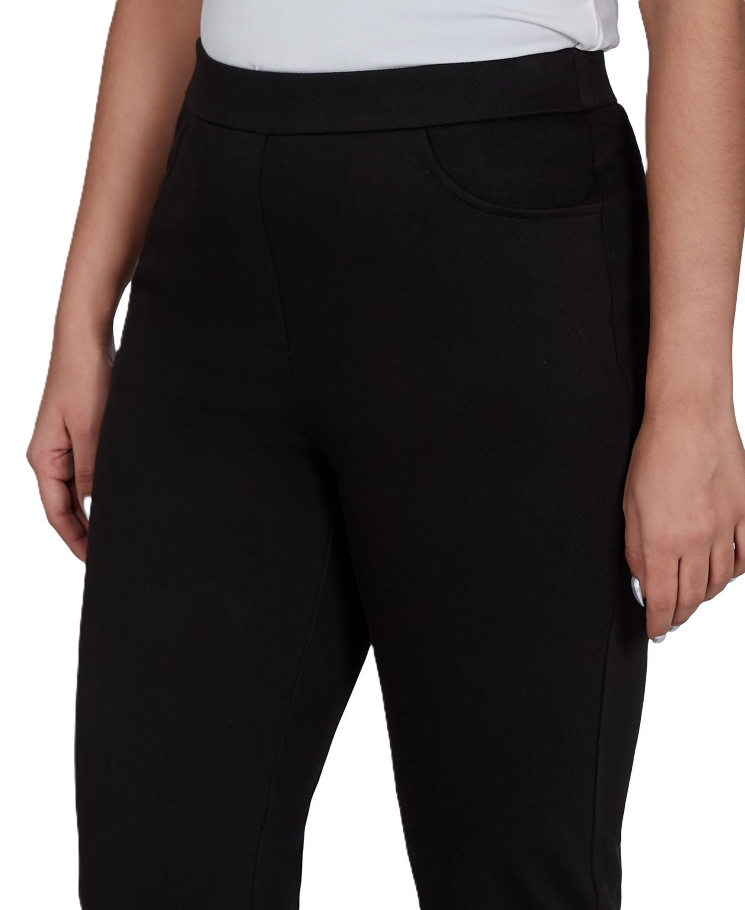 Petite Travel Advisory Pull-On Straight-Leg Knit Twill Pants