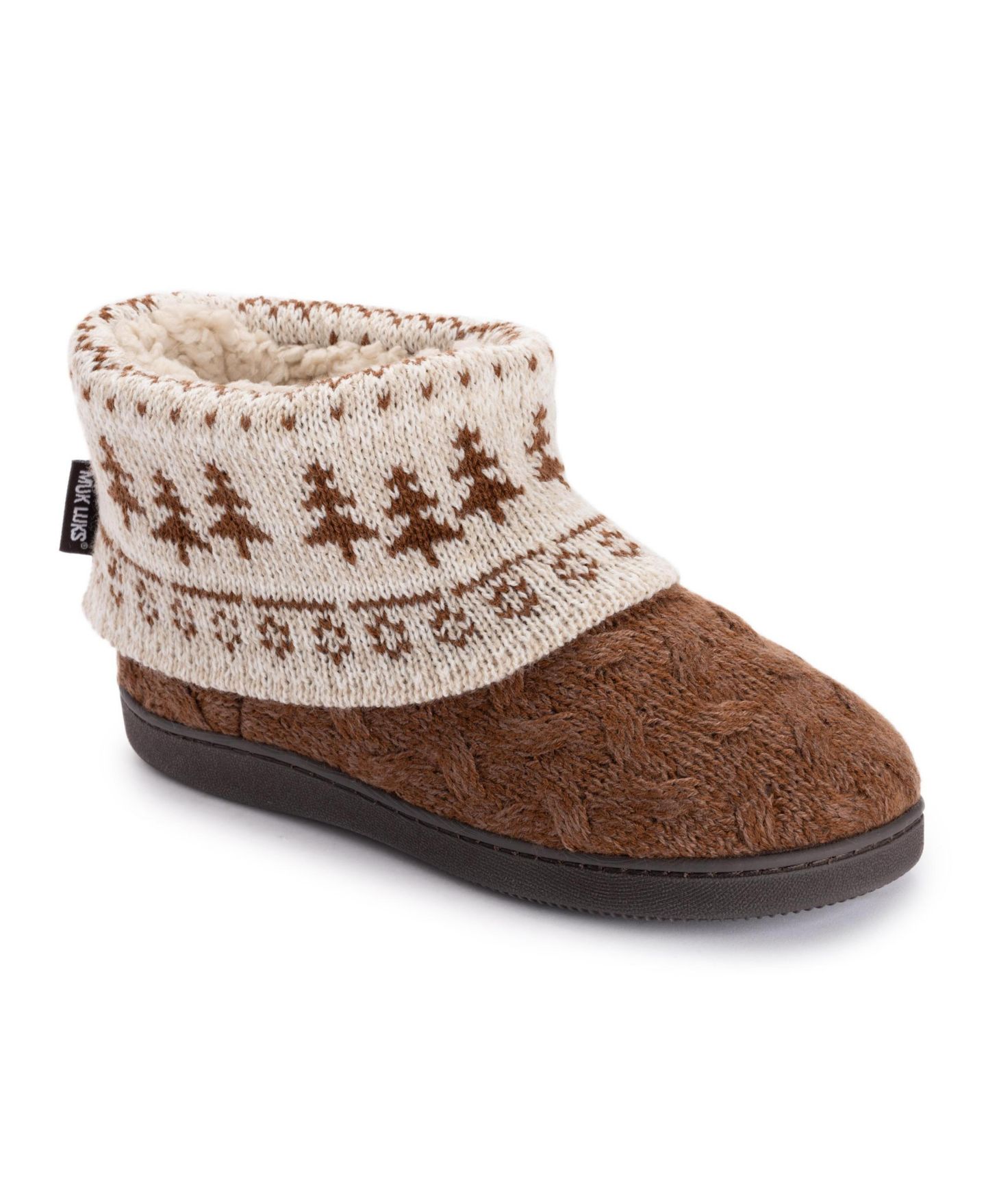 Женские тапочки MUK LUKS Rochelle Bootie Slippers, цвет: Коричневый — фото 1