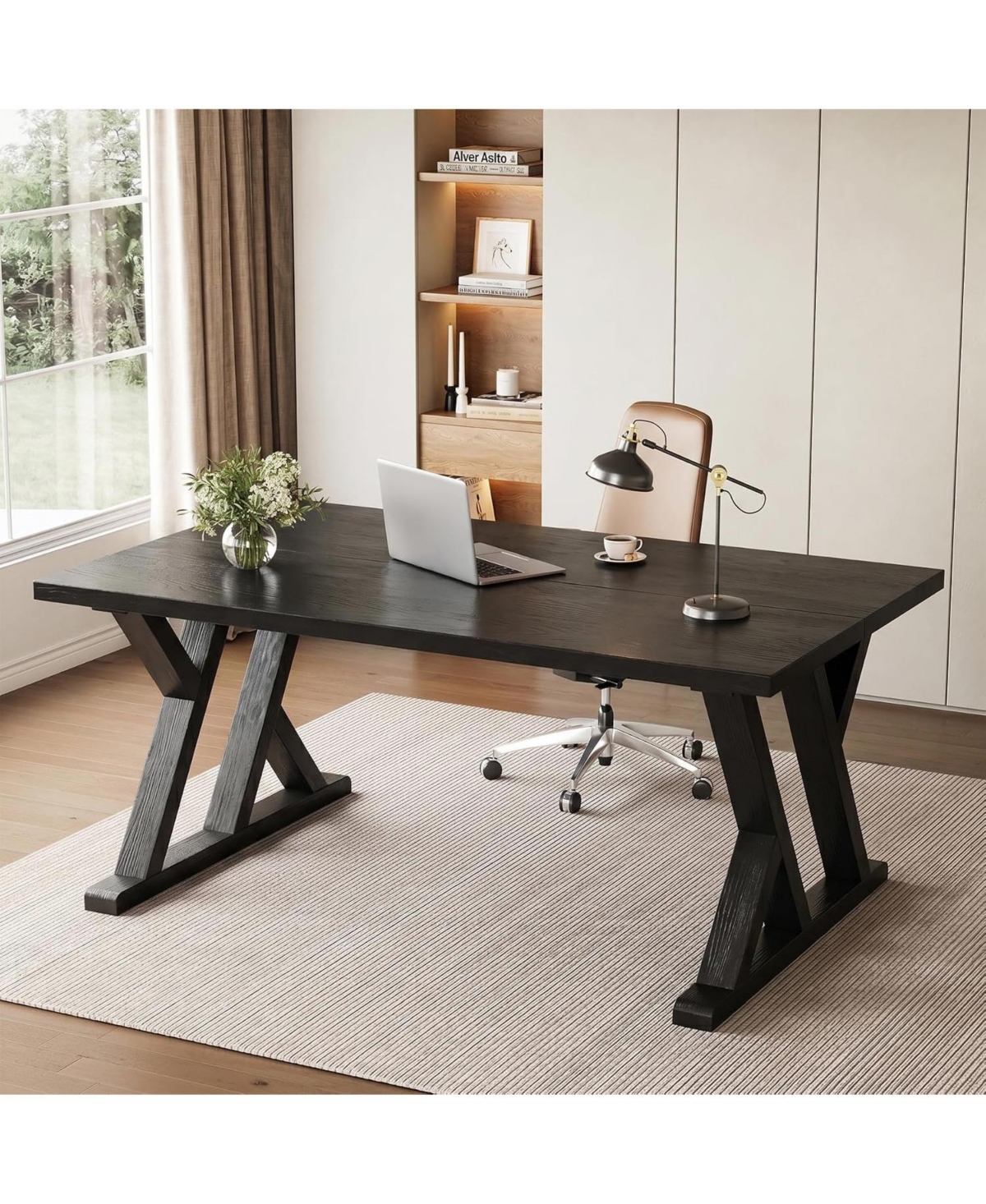 Tribesigns 63" Solid Wood Executive Desk,Computer Desk,Writing Table