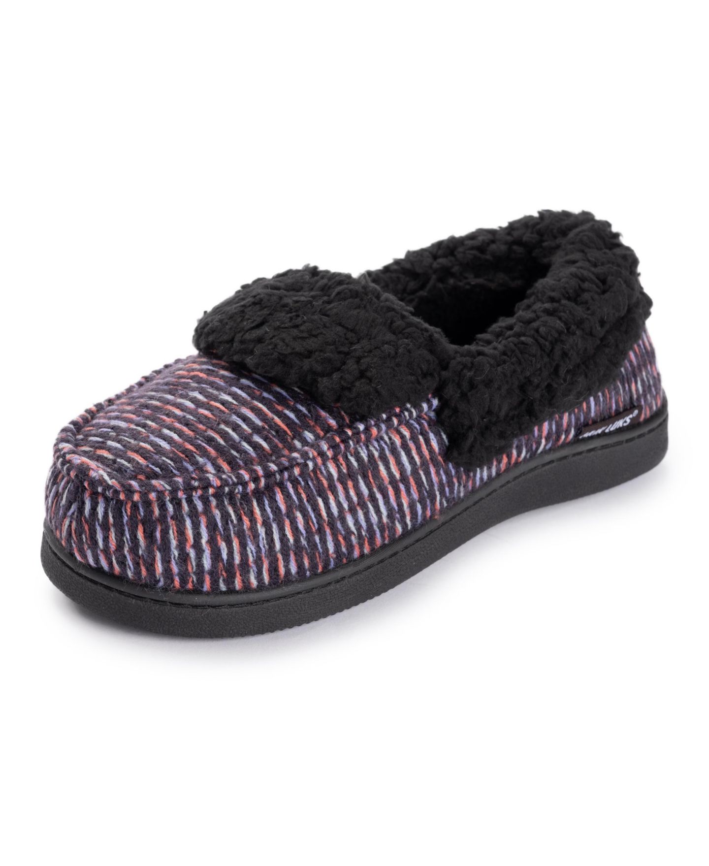 Женские тапочки MUK LUKS Anais Moccasin Slippers, цвет: Чёрный ягодный — фото 2