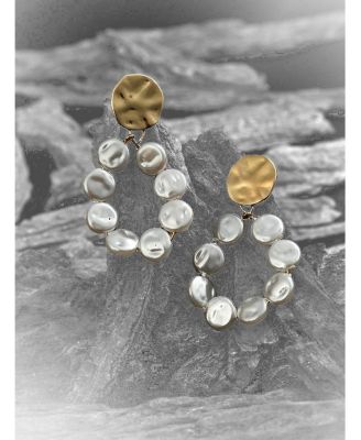 Women's Gold Plated Pearl Beaded Drop Earrings