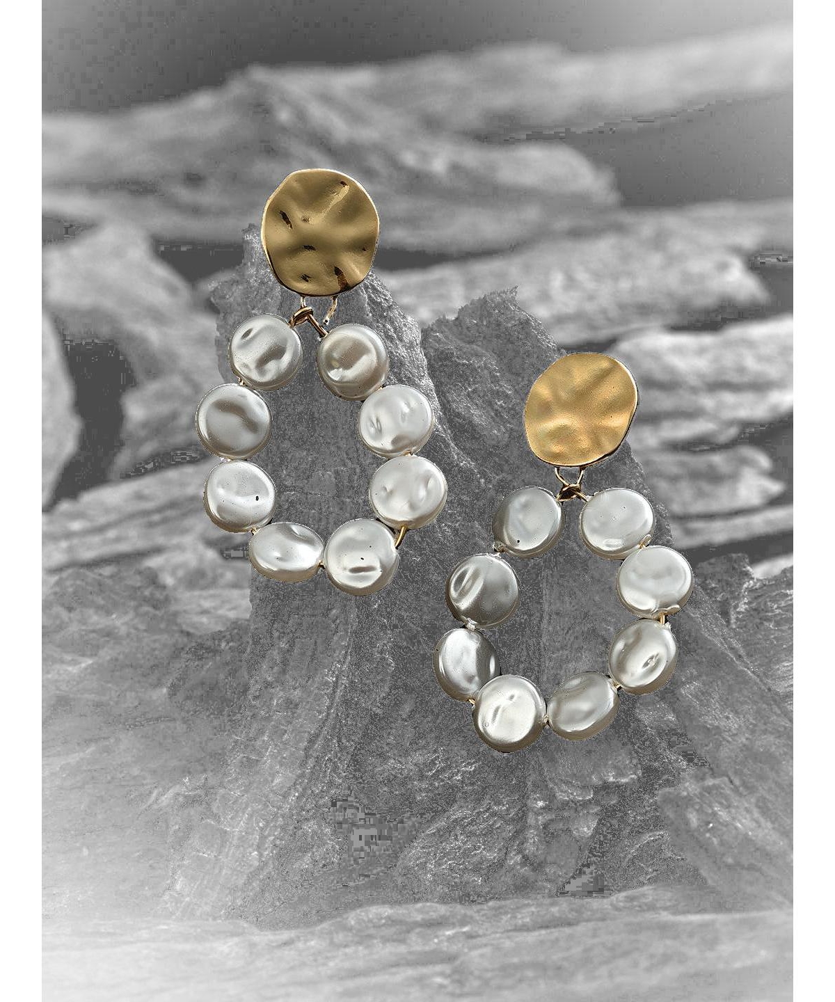 Sohi Women's Gold Plated Pearl Beaded Drop Earrings - Gold-plated, glass pearls.