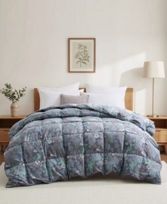 Printed All Season White Goose Feather Fiber Comforter, King