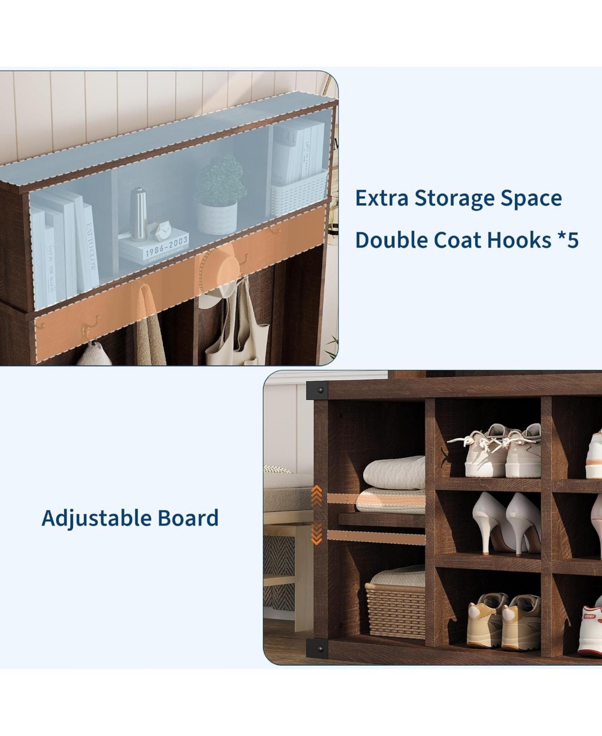 Extra Large 51" Hall Tree with Bench and Shoe Storage