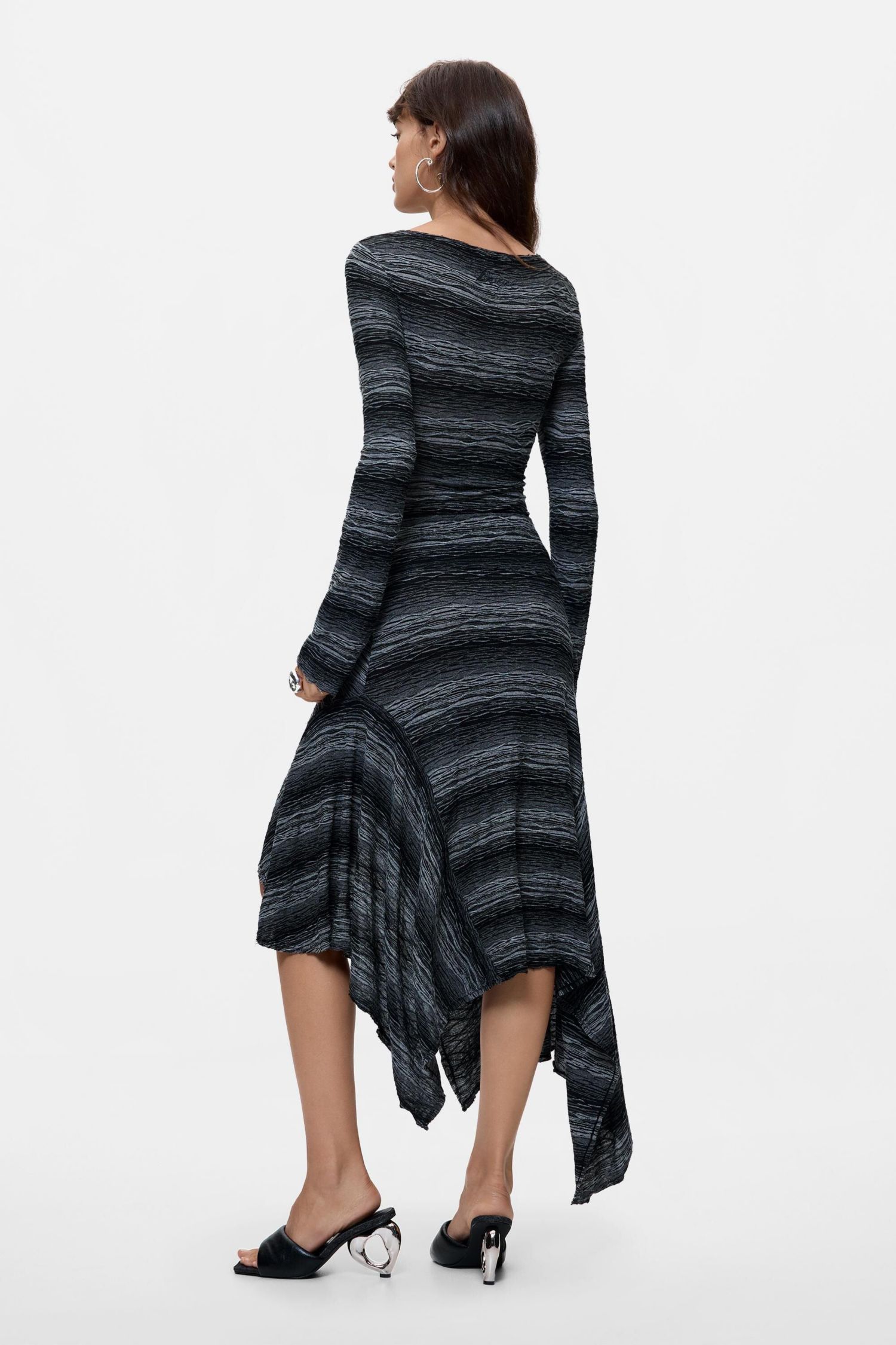 Women's asymmetric knit midi dress