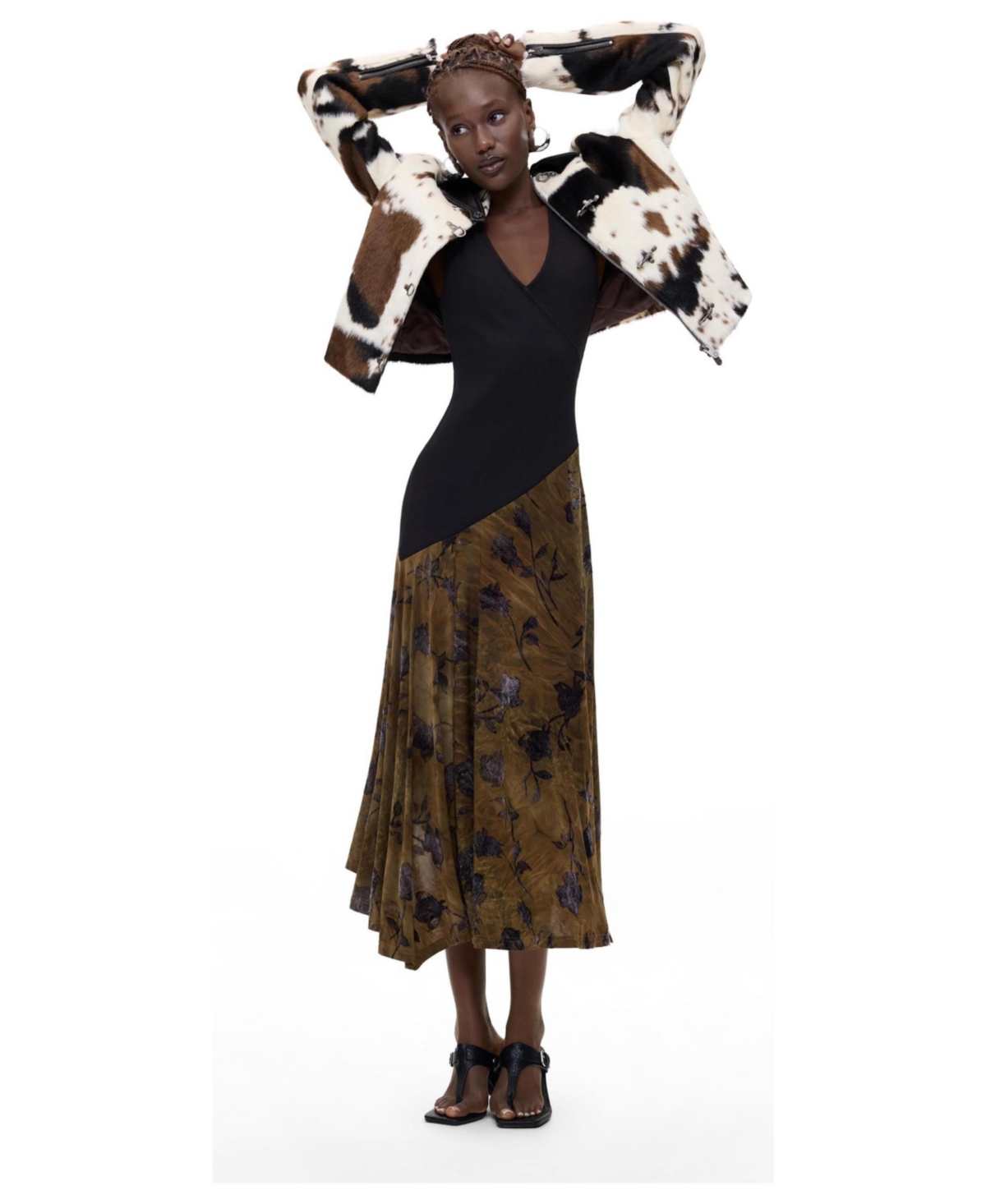 Desigual Women's Midi Dress Combined flocked