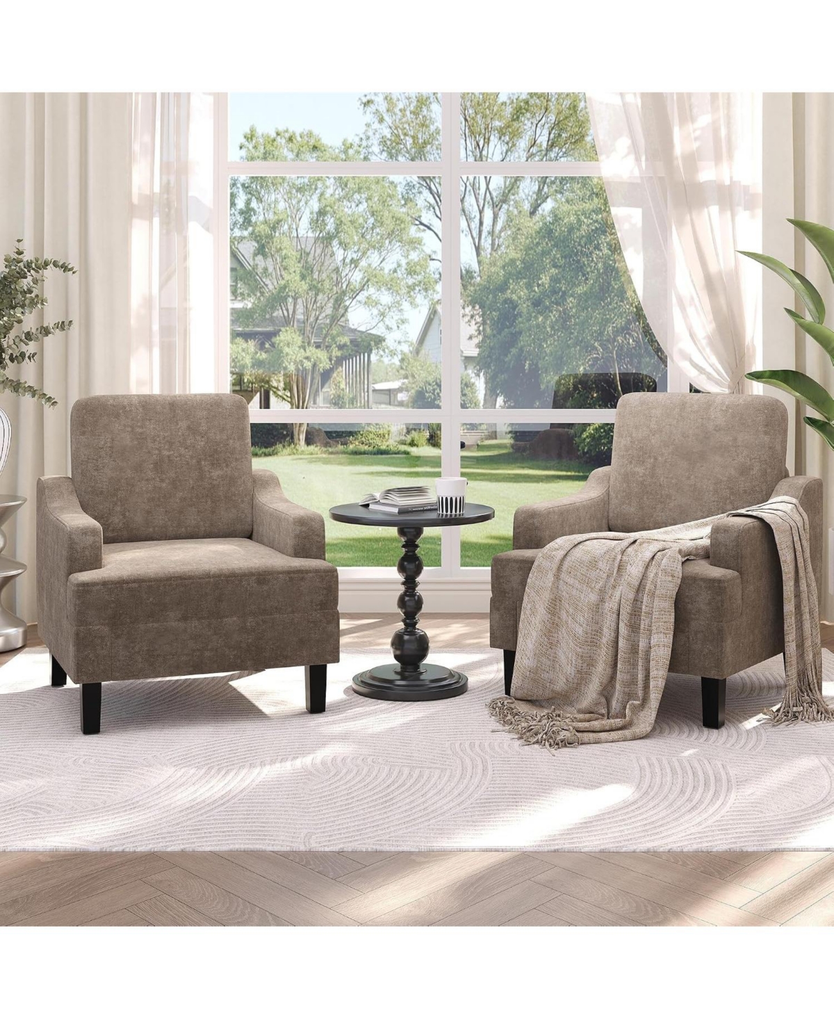 Set of 2 Chenille Accent Chairs