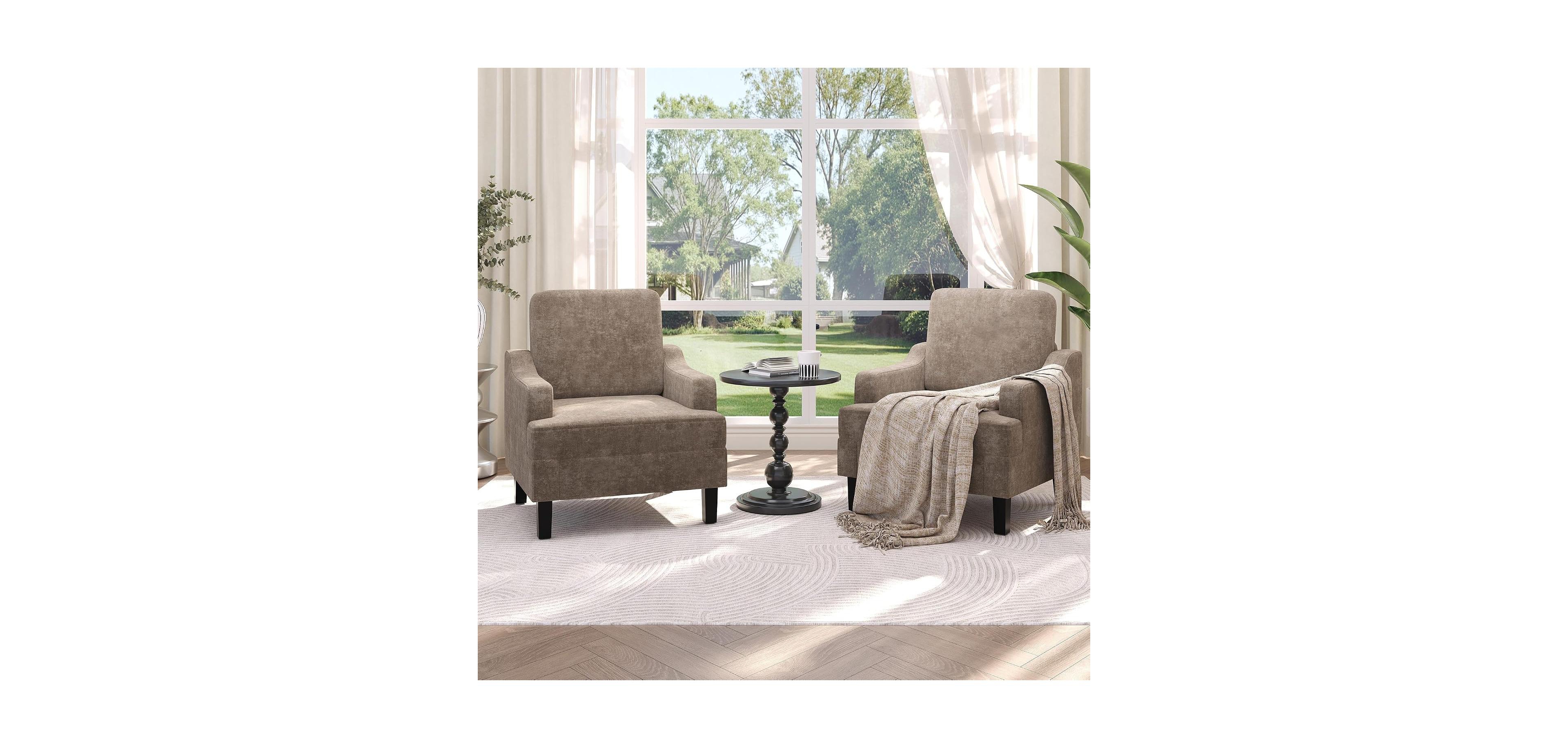 Set of 2 Chenille Accent Chairs