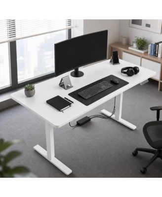 47"x24" Electric Height Adjustable 2-Fold Sit-Stand Desk - Home Office and Gaming Desk, 176 lbs Capacity, White