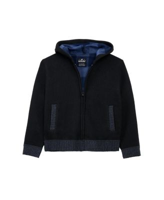 Boy's Fleece Lined Full Zip Hooded Knit Sweater Size 4-18