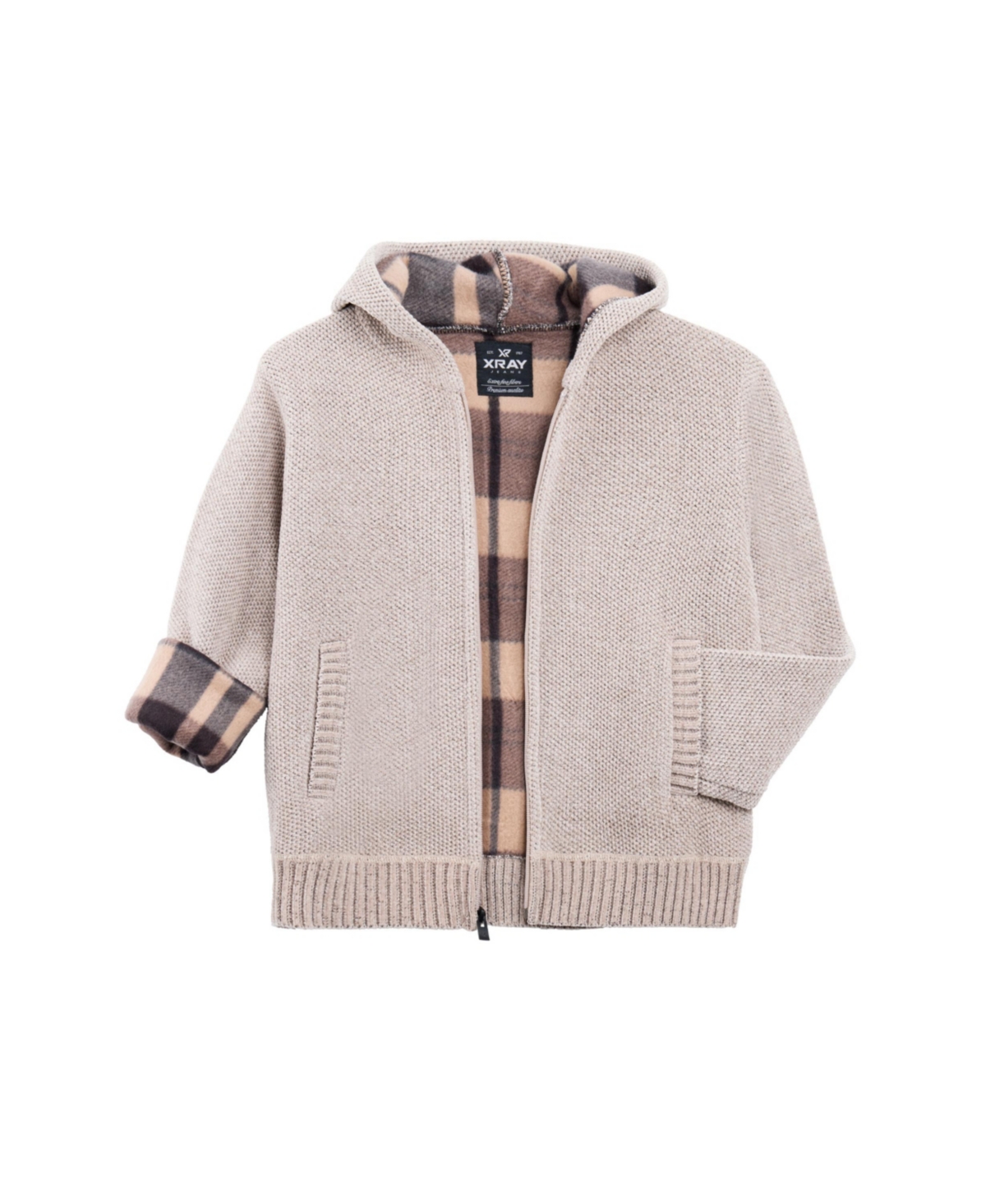 Xray Boy's 4-18 Fleece Lined Full Zip Hooded Chenille Knit Sweater
