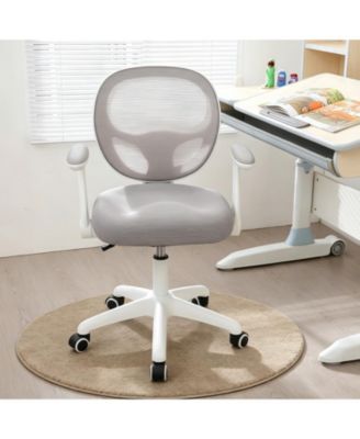 Kids Ergonomic Desk Chair with Adjustable Height, 360degree(s) Swivel, Flip-Up Armrests, Mesh Backrest, Grey