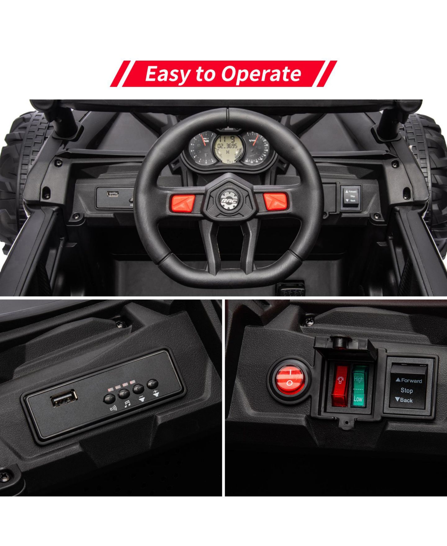 Детская игрушка homfan 24V Remote-Control Ride-On UTV, 3–8 лет — фото 3