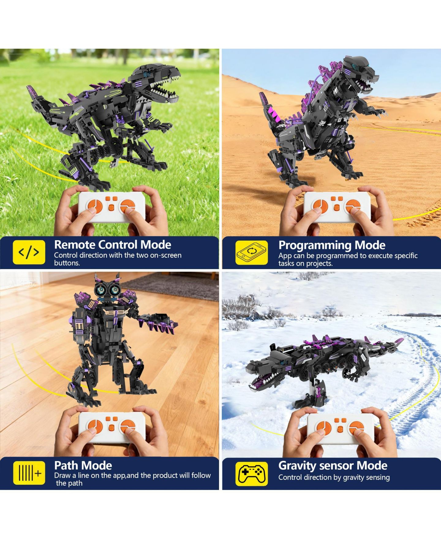 Детские конструкторы homfan Dinosaurs 5-in-1 Remote Control Building Blocks Set, Ages 6+ — фото 8