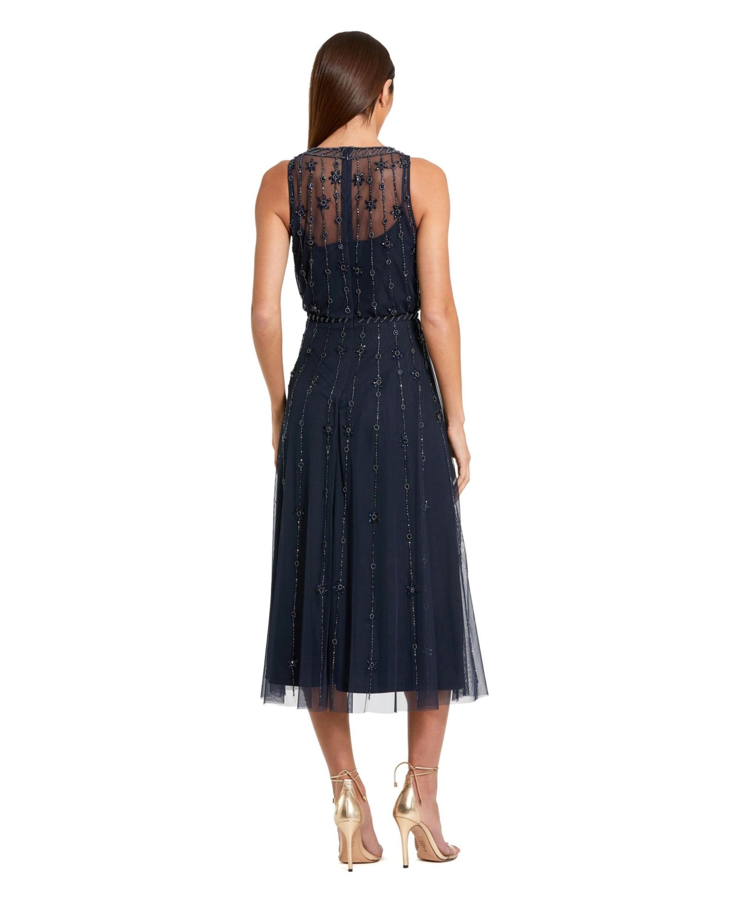 Women's Sleeveless Sequin A-Line Midi Dress