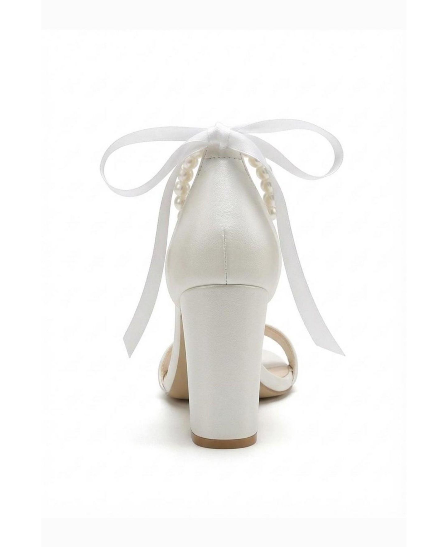 Женские сандалии Forever & Always Shoes Althea Pearl Ankle Strap Block Heel, цвет: Слоновая кость — фото 3
