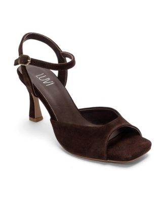 Forever and Always Shoes Women's Elvia Leather Stiletto Ankle Strap Sandal