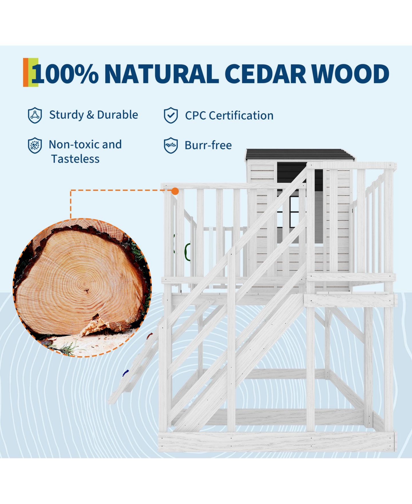 Детская игрушка homfan Play Castle with Climbing Wall and Slide Fir Wood Sandbox Playset, Ages 3-8 — фото 4