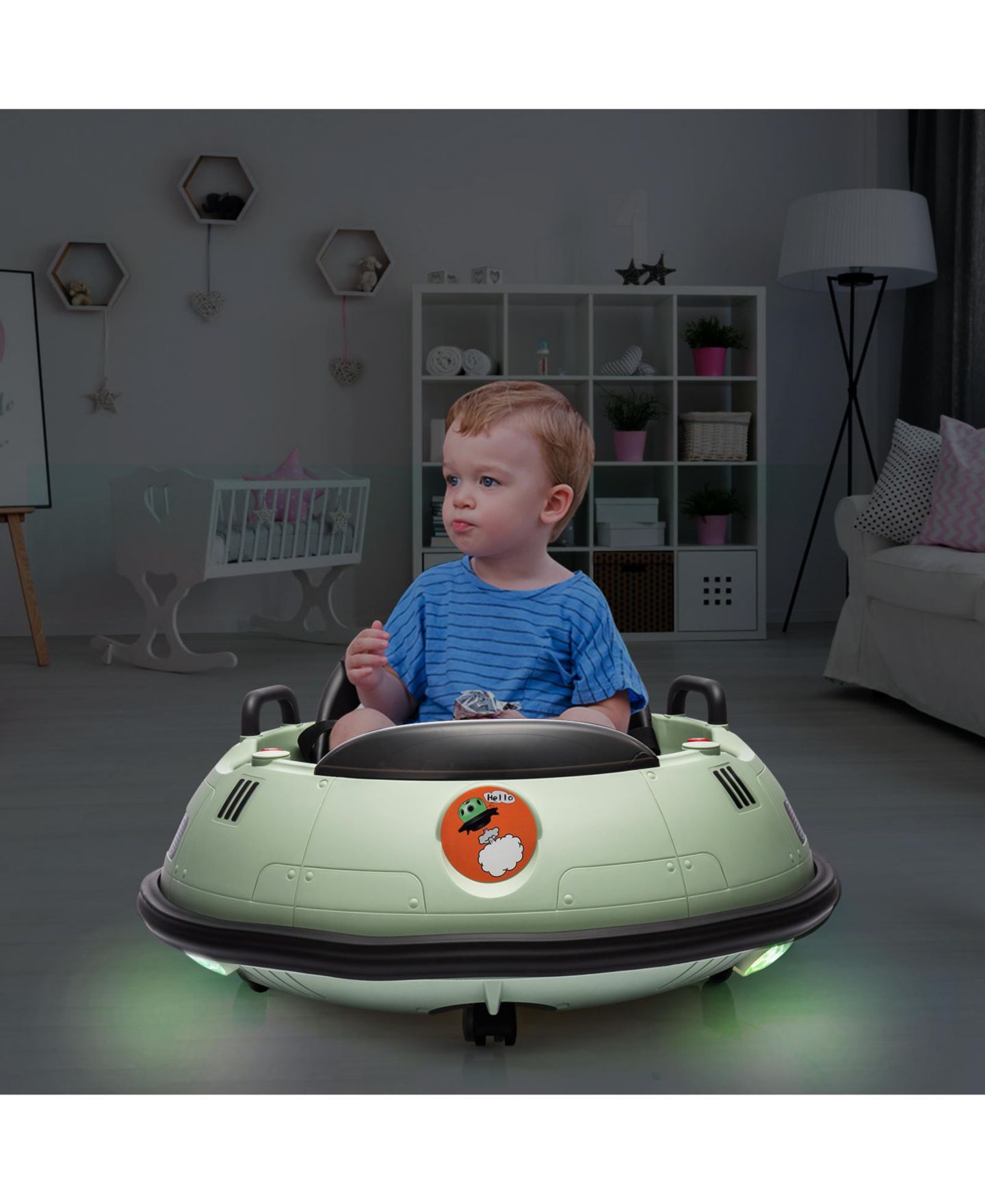 Детская игрушка homfan 12V Metal Bumper Car with 360-Degree Spinning, Remote Control, Battery Powered, 3–6 лет — фото 7