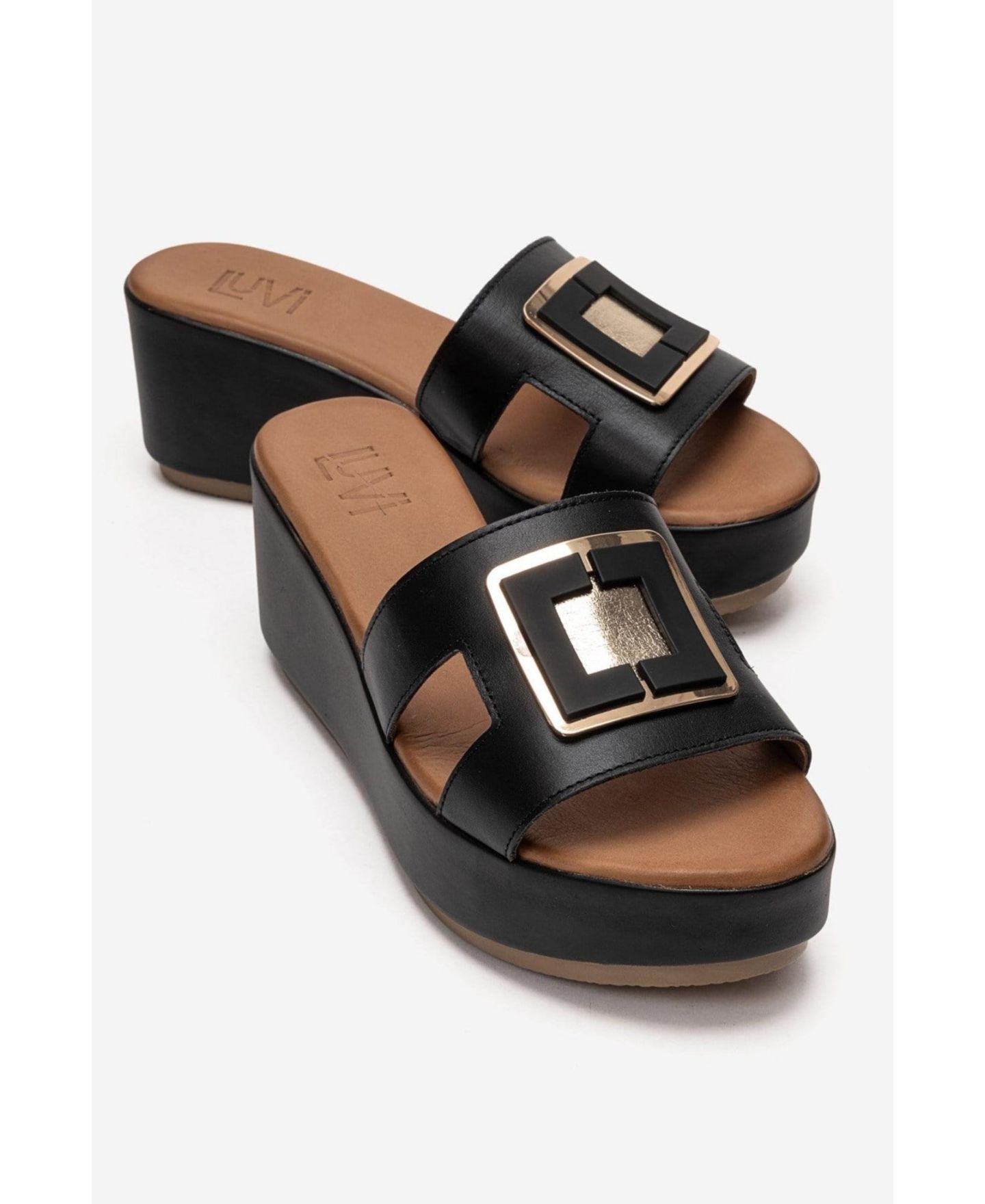 Женские сандалии Forever & Always Shoes Hiola Leather Platform Sandal, цвет: Чёрный — фото 3