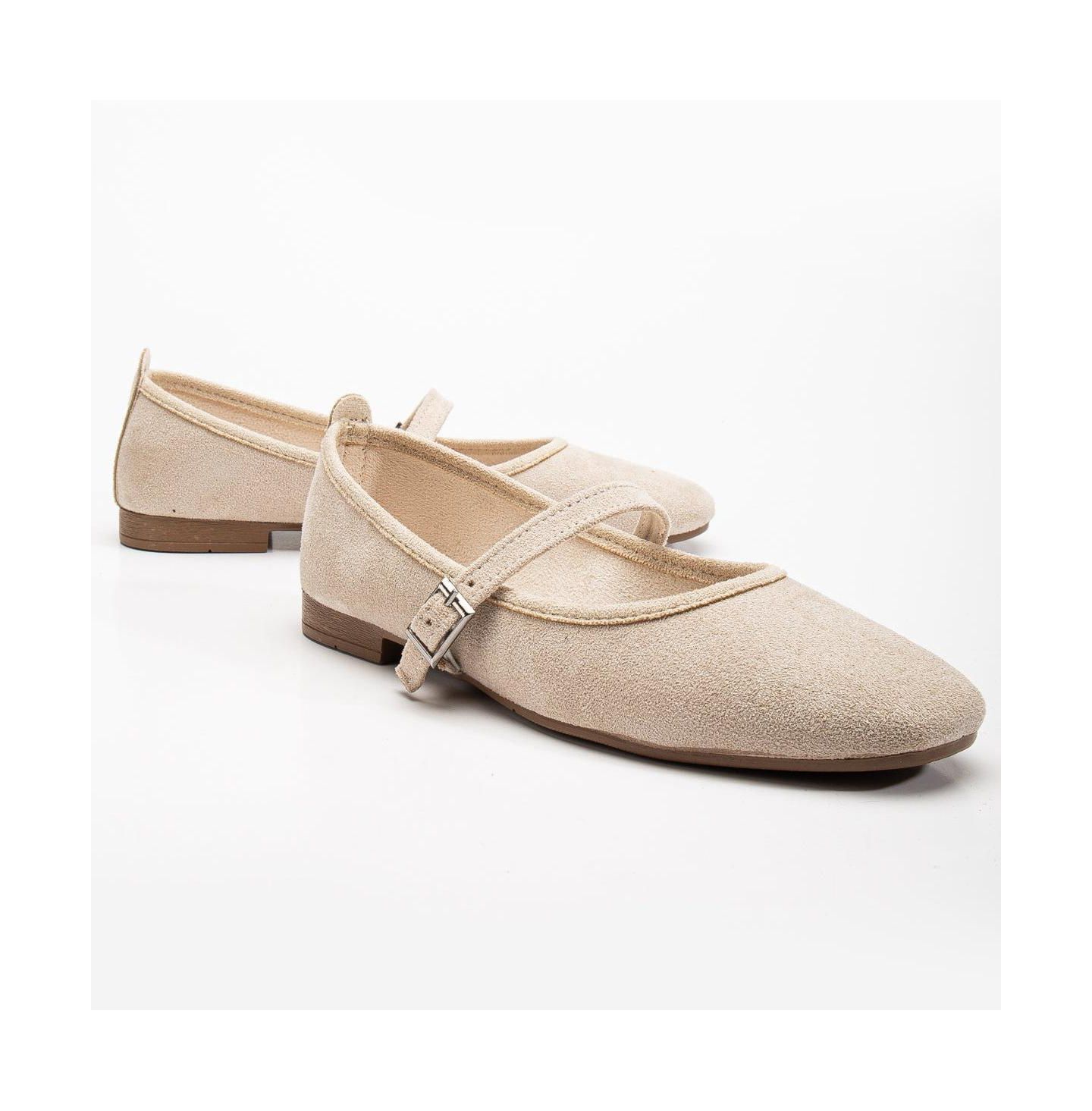 Женские туфли Мэри Джейн Prologue Shoes Emilie на плоской подошве, цвет: Бежевый замшевый — фото 4