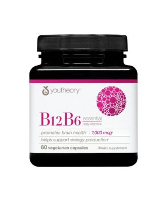 Vitamin B12 B6, Daily Energy and Brain Support Supplement, Vegetarian Capsules, 60