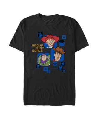 Men's Disney Pixar Toy Story Woody and Buzz Group Chat Goals Graphic T-Shirt