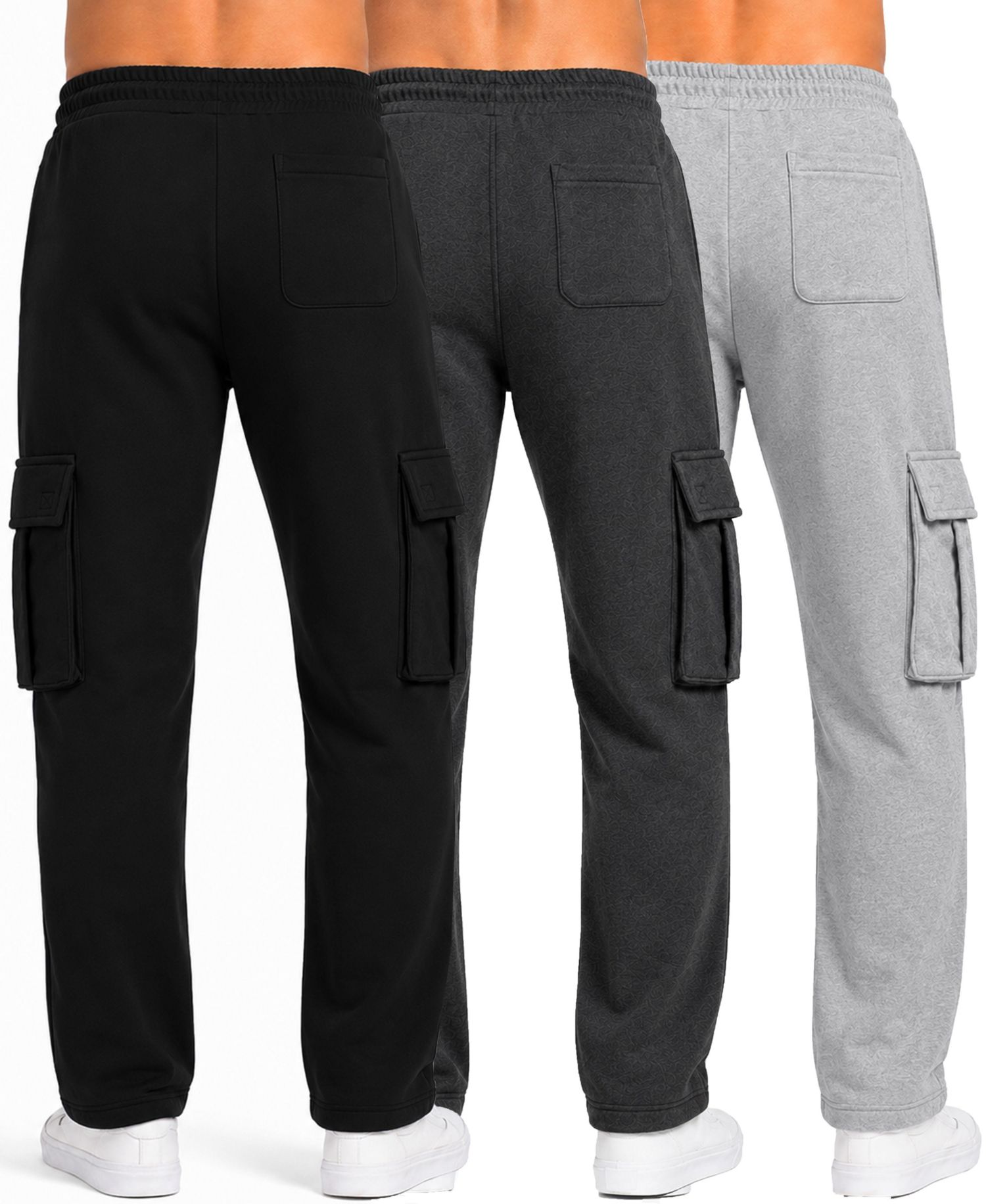 Women's Loose-Fit Cargo Fleece-Lined Jogger Sweatpants, 3-Pack