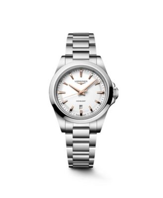 Women's Conquest Silver Stainless Steel Strap Watch 30mm