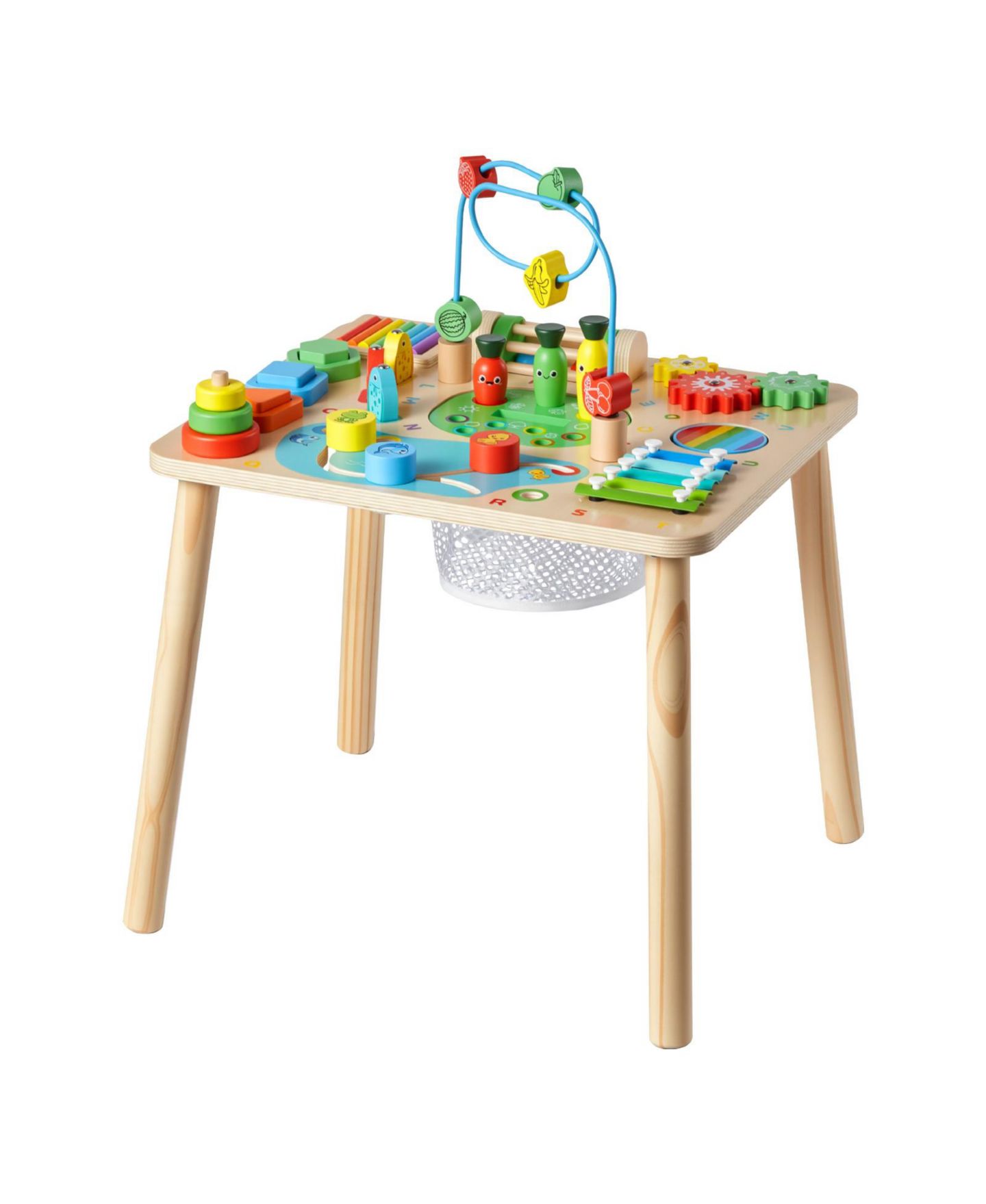 Детские игрушки SUGIFT 13-in-1 Wooden Montessori Activity Table Develops Fine Motor Skills, Ages 6+ Months, цвет: Натуральный — фото 9
