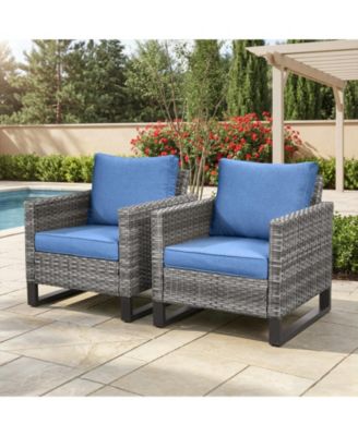 Outdoor Chairs Set of 2, Patio Wicker Dining Chairs with Removeable Cushion, All-Weather Rattan Bistro Chairs